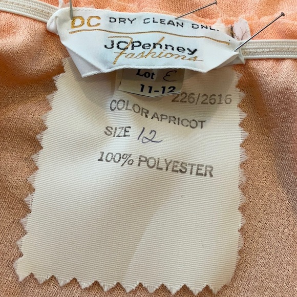 Vintage JC Penney Fashions TALL 1980 Apricot Bridesmaid Prom Dress Women Size 12 - Picture 8 of 10